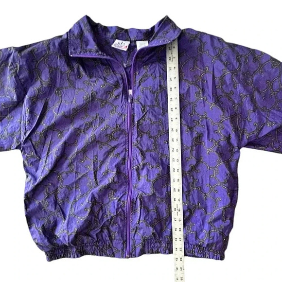 Vtg 90's USA Olympics Licensed Windbreaker Purple Gold Print JC Penney Unisex L - Picture 3 of 13